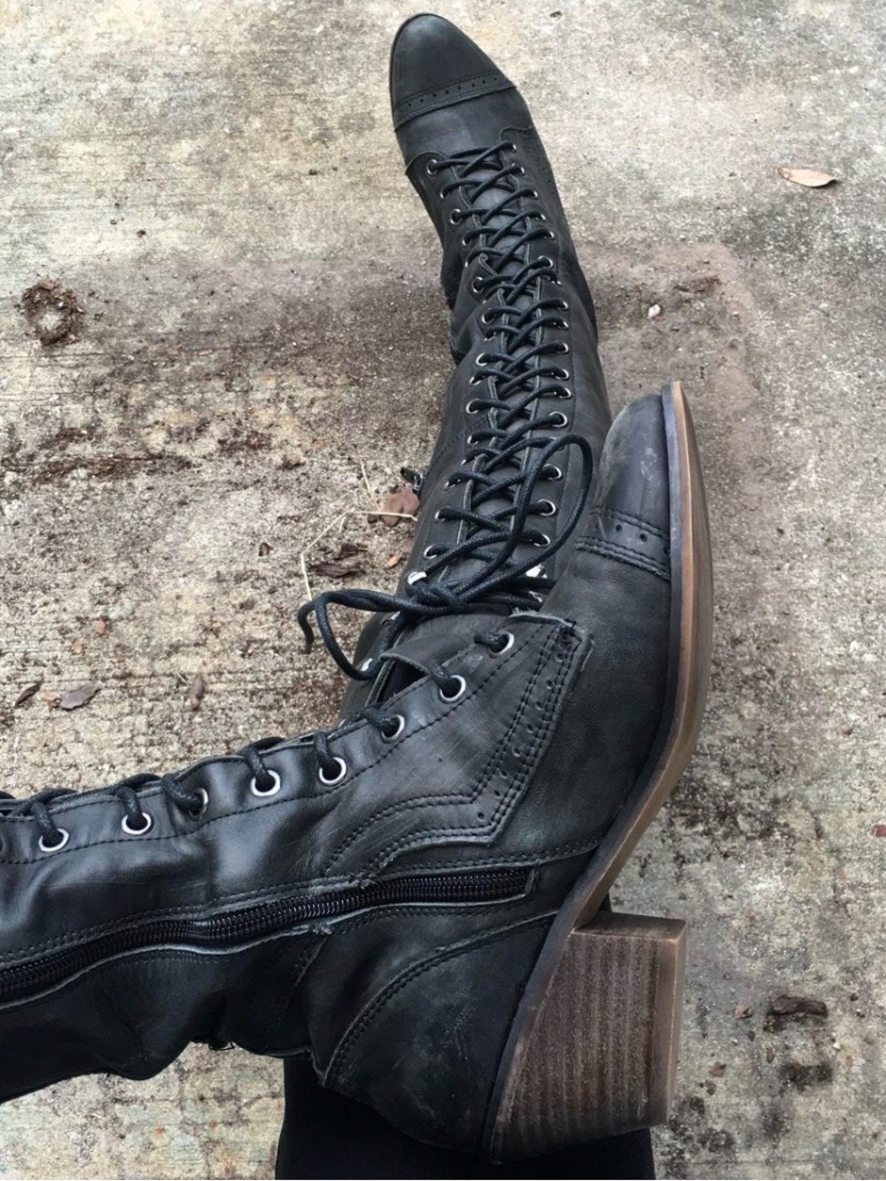 Jeffrey Campbell Black Lace-Up Knee-High Boots
